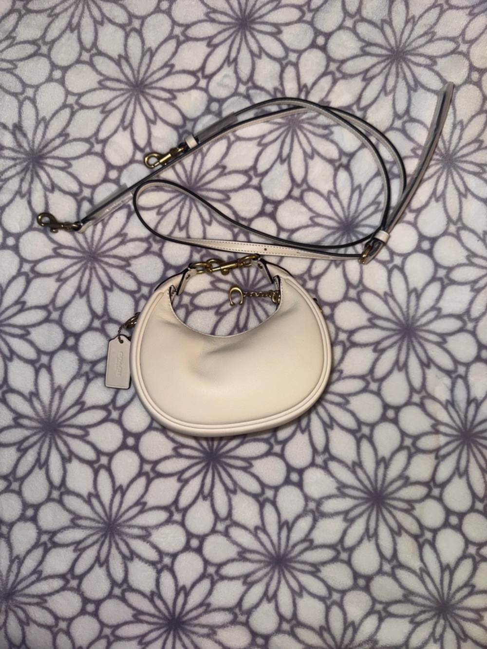 Coach Crescent Mini Crossbody Bag in Cream with Gold Hardware